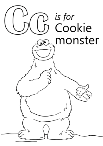 Letter C Is For Cookie Monster Coloring Page